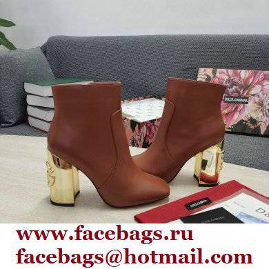 Dolce  &  Gabbana Heel 10.5cm Leather Ankle Boots Caramel with DG Karol Heel 2021